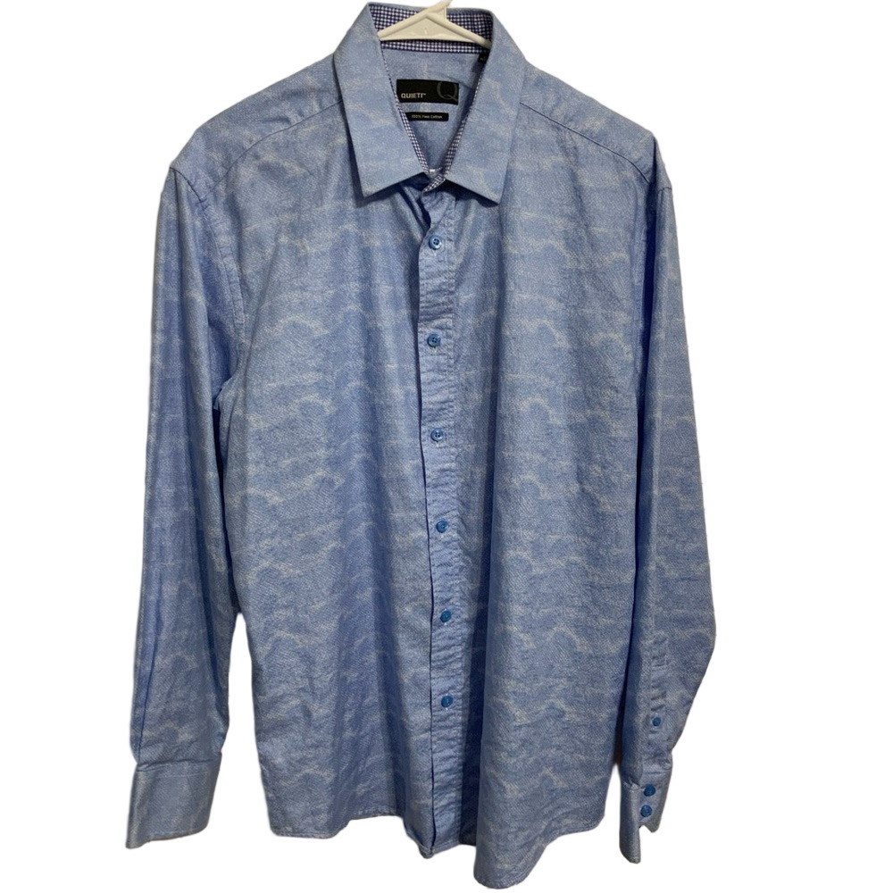 Quieti Blue Long Sleeve Button Down Shirt Size L